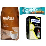 Зерновой кофе, батончик злаковый и рис